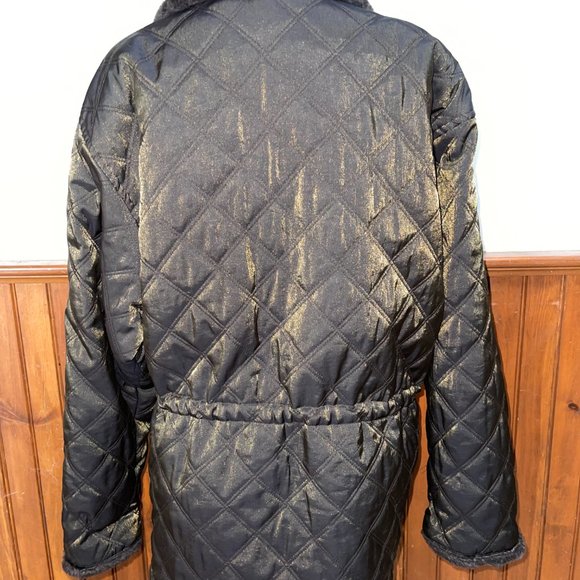 Women's Metropolitan New York 10001 Quilted Brown Metallic Coat Faux Fur‎ M - Picture 4 of 7